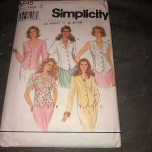 8845 Vintage Simplicity SEWING Pattern Misses 1990s Semi Fitted Top Blouse Shirt